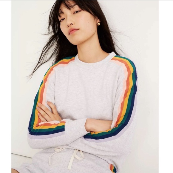 Madewell Tops - Madewell Rainbow-Inset Crop Sweatshirt Size Small